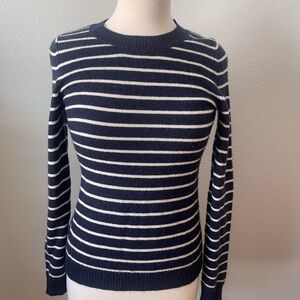 Barnes New York Navy and White Striped Crewneck Sweater